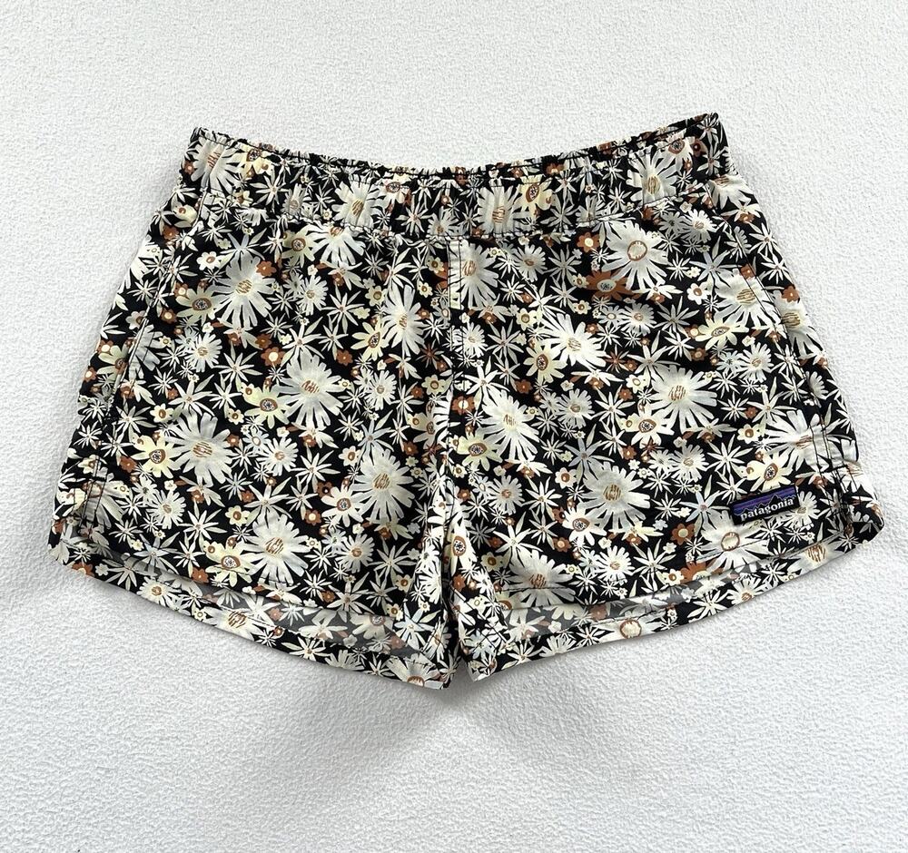 Patagonia Primavera Ink Black Floral Print Barely Baggies 2.5" Short 57044 XS